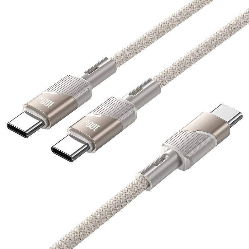 hoco u139 usbc to 2xusbc 100w fast charging data cable connectors