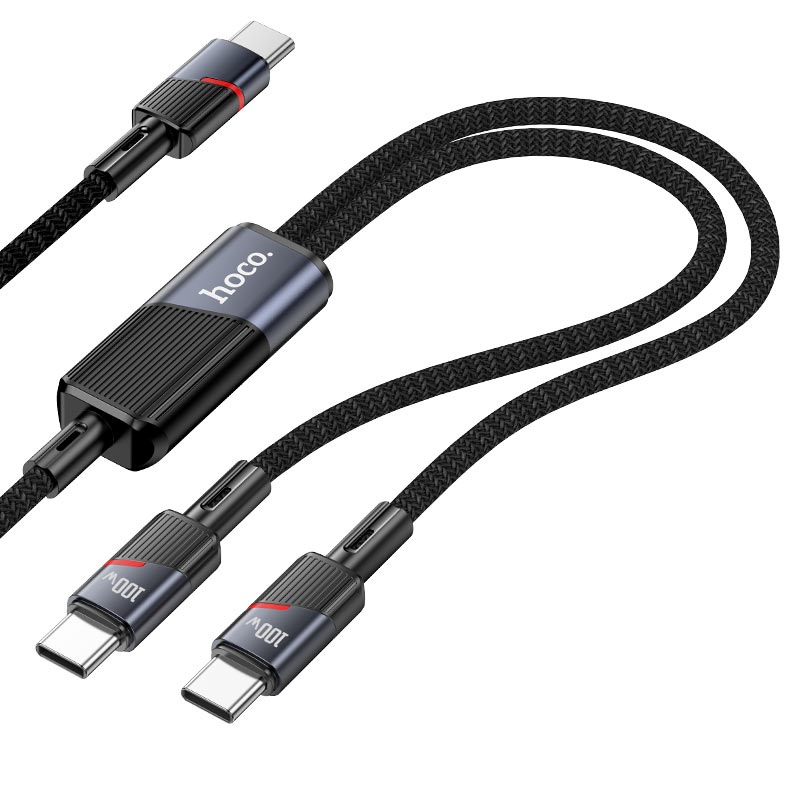 hoco u139 usbc to 2xusbc 100w fast charging data cable