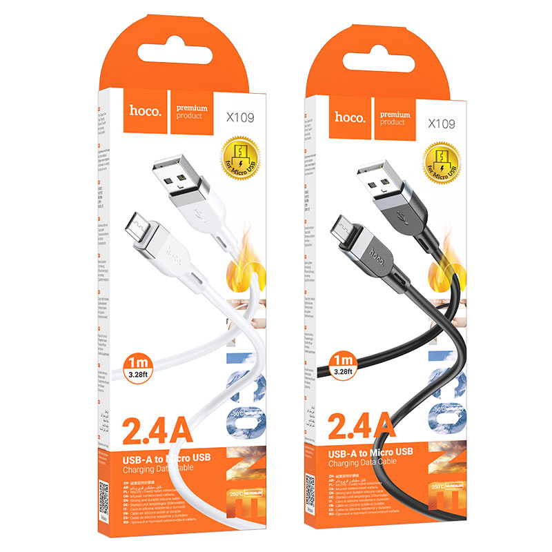 hoco x109 energy silicone charging data cable usba to musb packaging 1m
