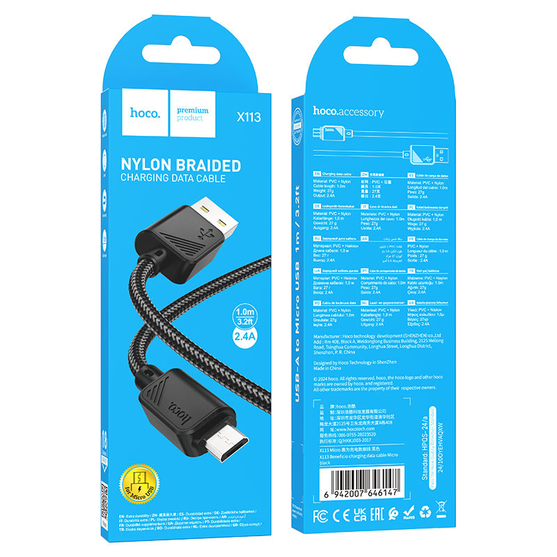 hoco x113 beneficio charging data cable usba musb packaging black