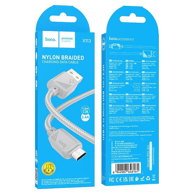 hoco x113 beneficio charging data cable usba musb packaging grey